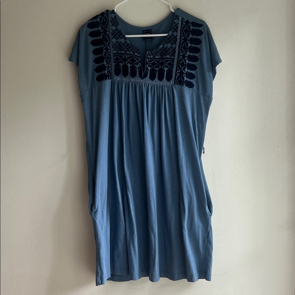GAP Denim Blue Mini Dress with Black Detailing